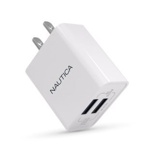 Nautica 2.1A Dual Port USB Wall Charger - White