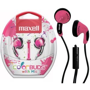 Maxell ColorBuds w/ Microphone - Pink